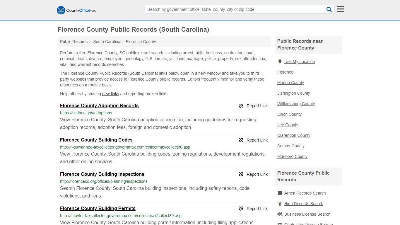 Florence County Public Records (South Carolina) - County Office
